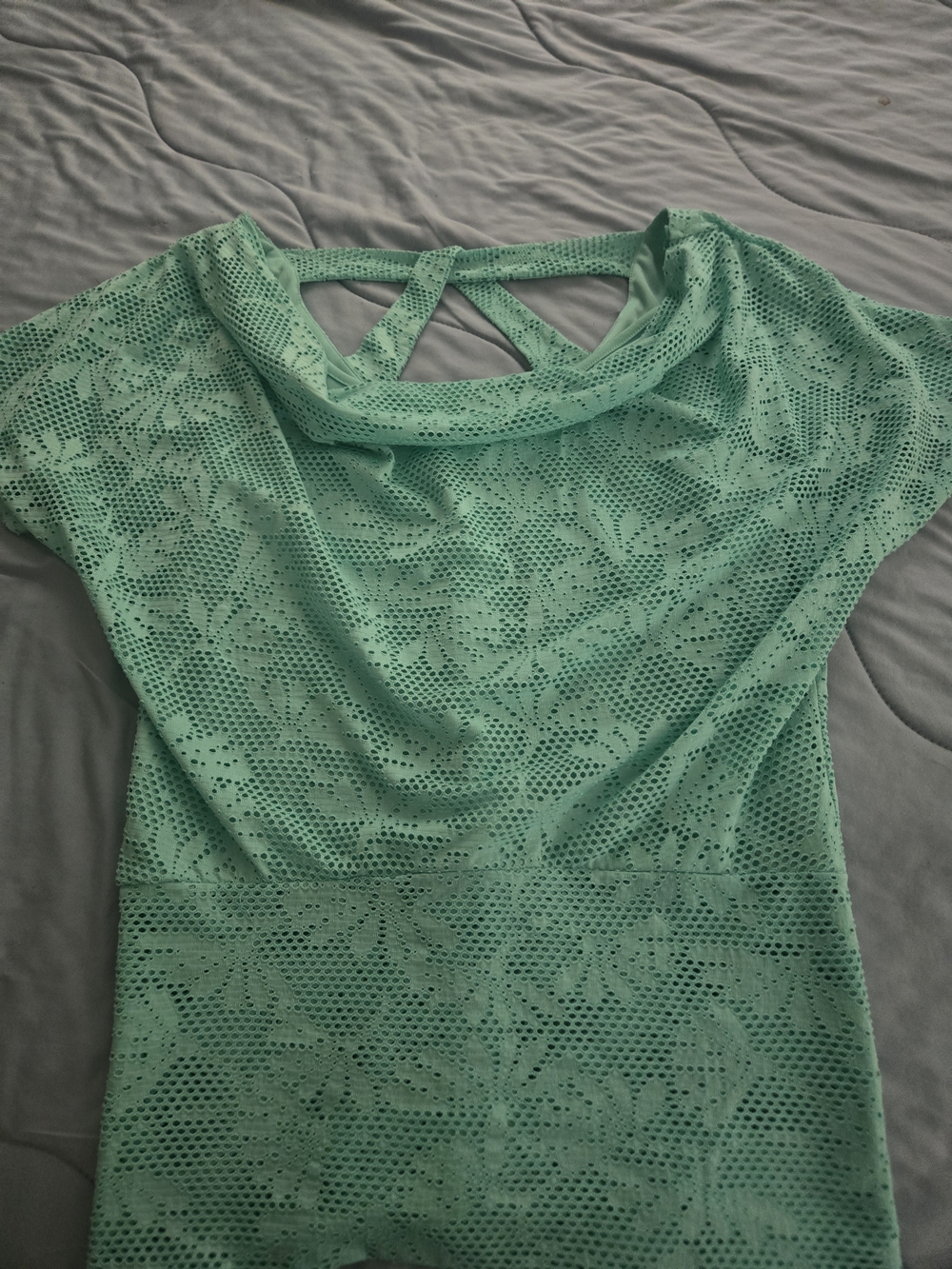 Mint Green Lace Overlay Women's Top